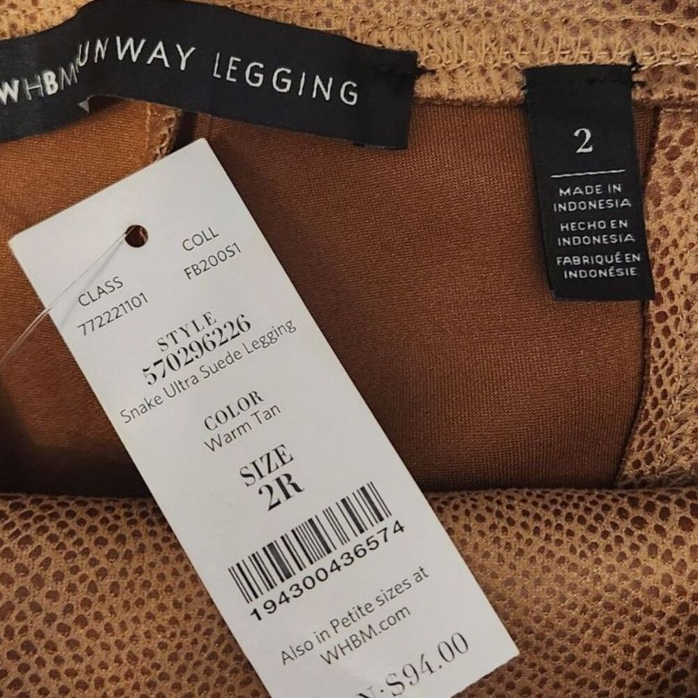 WHBM Women's Size 2R Runway Leggings Brown Snakeskin Retails $70 NWT